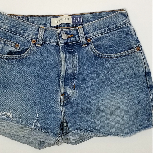 Gap Y2K Hand Made Cut Off Button Fly Denim Short Shorts- High Rise Size 4 Reg - Picture 2 of 10